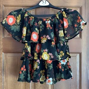 Off the shoulder, floral, tiered top